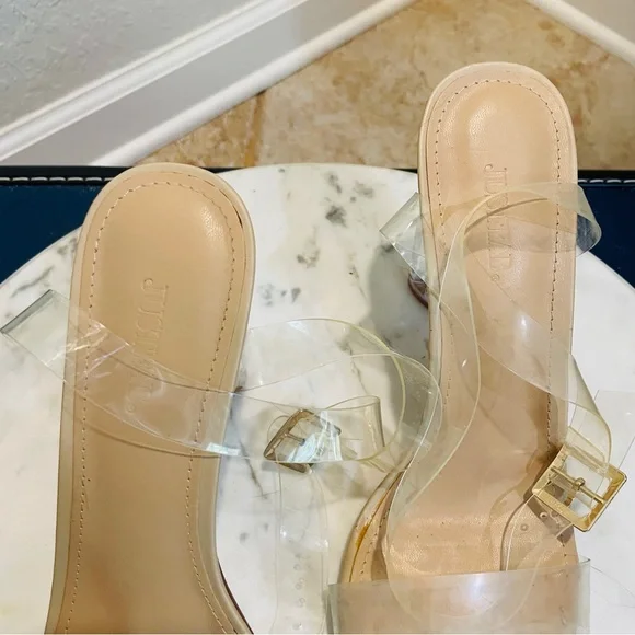 NWOT Clear Strap Chunky Heel Size 10 never worn - Picture 4 of 11